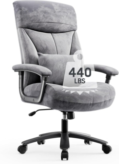 Ergonomischer Bürostuhl XXL 200kg belastbar Samt Grau Stoff