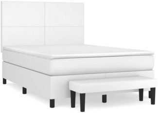 vidaXL Boxspringbett mit Matratze Weiß 140x190 cm Kunstleder 3137540