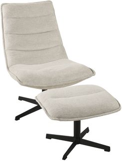 Relaxsessel >Aveiro< (2-teilig) inkl. Hocker, hellgrau, Webstoff - 69x94x91cm (BxHxT)