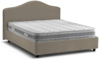 Dmora Akym Doppelbett, Bettkasten mit Stoffbezug, 100 % Made in Italy, Öffnung vorne, inklusive Matratze 160 x 190 cm, Taupe