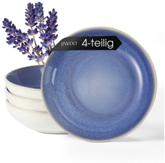 JIWOO Suppenteller 4er,Ø22cm,Frühstücksteller,Pastateller,Vorspeisenteller,Dessertteller, (4 St), Keramik,Mikrowellen-und spülmaschinenfest,Glänzende Reaktivglasur