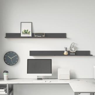 vidaXL Wandregale 2 Stk. Grau 110x11x9 cm Massivholz Kiefer 823611