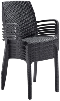 BICA Verona Gastronomie Stuhl 6er Set mit Armlehnen | Graphit | Gartenstuhl | Wetterfest
