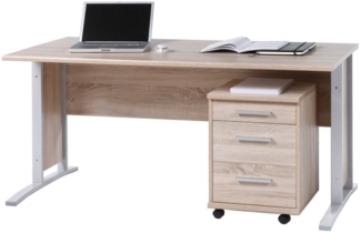 Schreibtisch >Clermont< in Sonoma-Eiche aus Metall - 150x73x70cm (BxHxT)