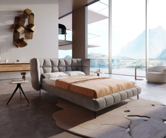 Polsterbettgestell Capujo 140x200 cm Mikrofaser Grau