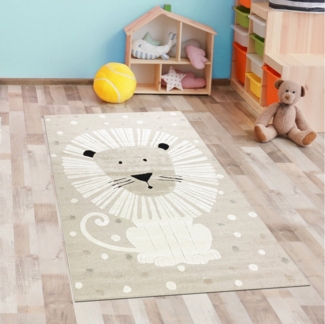 Carpetia Kinderteppich Kinderzimmer Löwe Spielzimmer Teppich 3D-Effekt Löwenmuster Beige, rechteckig, Höhe: 14 mm