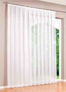 DecoHome24 Gardine Voile Weiß, Kräuselband (1 St), transparent, Store