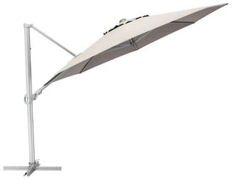 EASY TURN Ampelschirm 300cm x 300cm, UPF50+, silber/ hellgrau meliert, incl. Abdeckhaube und Schirmständer