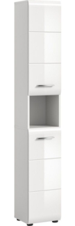 furnling Hochschrank Ivy (1-St) 1 offenes Fach, 2 Türen, 6 Fächer, Hochglanz Front, Höhe 185 cm, weiß