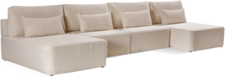 AX LIVING Beige Wohnlandschaft U Form XXL Amsteria Maxi U 427 cm