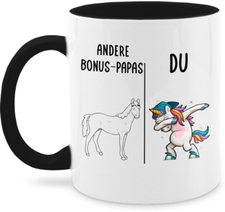 Shirtracer Tasse Andere Bonus Papas - Dabbing Einhorn, Stiefvater Geschenk, Bonus Pap, Keramik, Stiefvater Stiefpapa