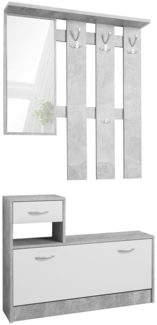 Garderoben-Set >Renton< in Strukturbeton Nachbildung - 100x180x25cm (BxHxT)