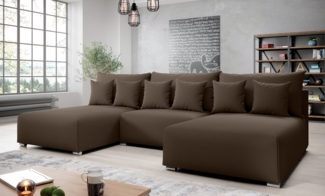 AX LIVING Ecksofa mit Schlaffunktion Ederra U 300 cm breit – braun Stoff