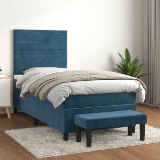 vidaXL Boxspringbett mit Matratze Dunkelblau 90x190 cm Samt 3137879