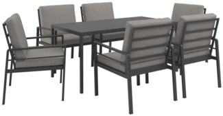 KONIFERA Garten-Essgruppe »New Jersey«, (Set, 19-tlg, 6 Sessel, Tisch 80x160x71 cm, inkl. Auflagen), Aluminium/Polyrattan