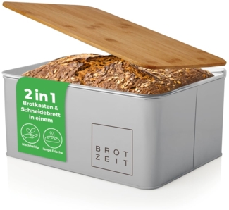 Lumaland Brotkasten Cuisine Brotkasten, Bambus/Holz, Brotdose aus Metall mit Bambus Deckel