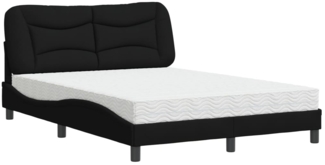 vidaXL Bett mit Matratze "Hvar" Schwarz 140x200 cm Stoff 3208536