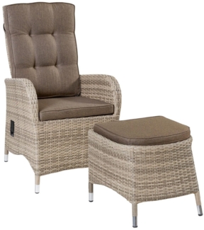LC Garden Gartenstuhl LC Garden Turin Dining Liegesessel Set Positionsstuhl inkl. Hocker (2 St)