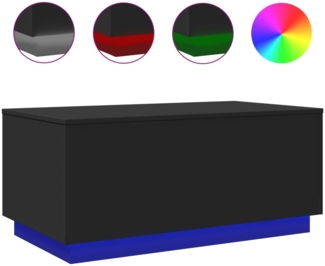 Couchtisch, Sofatisch mit LED-Leuchten Schwarz 90x50x40 cm