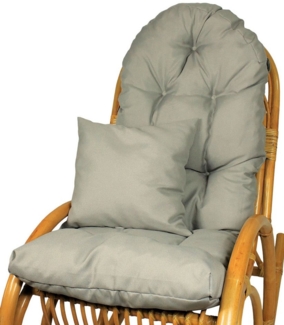 Rattani Polsterauflage Polster für Schaukelstuhl Liegestuhl 130x50x10 cm + Zierkissen 40x40, (Set Schaukelstuhlkissen + Zierkissen), Stoff Uni Living dunkelgrau. Viele weitere Farben lieferbar.