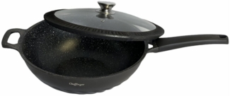 WOK Wokpfanne Pfanne mit Glasdeckel Induktion Ø32cm Cheffinger CF-DW32