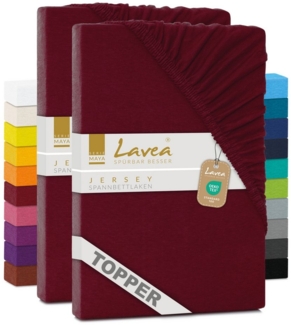 Lavea Spannbettlaken Maya, in Gr. 60x140, 90x200, 120x200, 140x200, 180x200 oder 200x220 cm, Baumwolle, Gummizug: rundum, (2 Stück), Jersey Spannbetttuch für Topper, Boxspring- und Wasserbetten