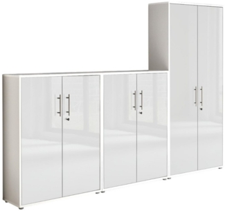 moebel-dich-auf Aktenschrank OFFICE EDITION (Set 53, 2x Aktenschrank niedrig + 1x Aktenschrank hoch) abschließbar, Metallgriffe