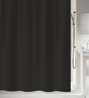 spirella Duschvorhang PRIMO Breite 180 cm, Anti-Schimmel Textil-Duschvorhang, Polyester, 180x200 cm, waschbar, schwarz
