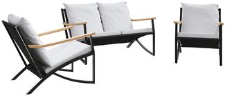 vidaXL 3-tlg. Balkonmöbel-Set mit Kissen Schwarz Stahl 3283637