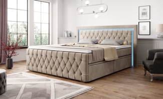PROMETO Möbel Boxspringbett Acosta Boxspringbett mit Bettkästen und Topper