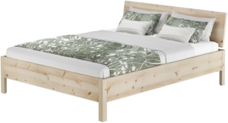 Holzbett Doppelbett metallfrei Zirbe massiv 160x200 mit wählbaren Zubehör V-60.95-16ohne Zubehör