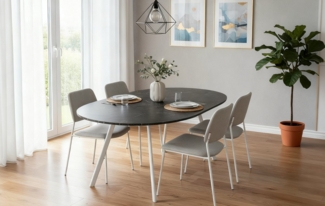 B&D home Esstisch TILL, Metallgestell schwarz oder weiß, ausziehbar 120-160cm, 4-6 Personen