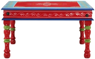 Couchtisch, Sofatisch Rot Handbemalt Massivholz Mango