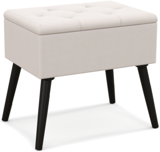 Schminkhocker mit Stauraum Polsterhocker mit Aufklappbarem Gepolstertem Sitz Beige