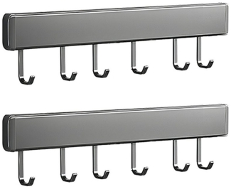 Mutig Hakenleiste 2 pc Hakenleiste 30/40/50cm,Küche Hängeleiste, 6/8/10 bewegliche Haken, (Küchenhalterung ohne bohren, Bohrfreie oder gebohrte Montage möglich, Haken aus Raumfahrt-Aluminium für Schlafzimmer Bad Küche-Silbergrau), Es ist ideal für glat...