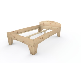 Zirbenbett Massivholzbett "Rosi" metallfrei 120 x 200 cm 48 cm mit Kopfteil