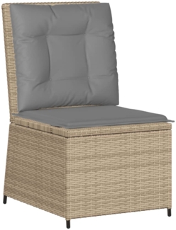 vidaXL Gartensessel mit Liegefunktion und Kissen Beige Poly Rattan 368976