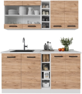 Singleküche R-Line Goldkraft Eiche/Weiß 160 cm ohne Arbeitsplatte Vicco