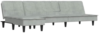 vidaXL Schlafsofa in L-Form Hellgrau 255x140x70 cm Samt 3157260