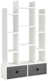 COSTWAY Bücherregal, Standregal mit 12 Fächern und 2 Schublade, 53x24x118cm