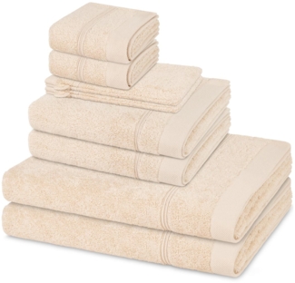 Ross Rubin 8 tlg. Frottier-Set - 2 X Handtuch (50 X 100cm), 2 X Duschtuch (70 X 140cm), 2 X Gästetuch (30 X 50cm), 2 X Waschhandschuh (16 X 22cm) - 480 - Natur