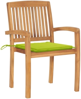 vidaXL Gartenstühle 2 Stk. mit Hellgrünen Kissen Massivholz Teak 3063263