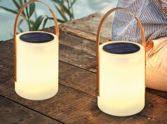 easy! BY FHL LED Außen-Tischleuchte, Farbwechsel, LED fest integriert, Warmweiß, RGB Farbwechsler, dimmbar, 2er SET Solarleuchten 34cm ohne Strom-Kabel mit Fernbedienung & USB