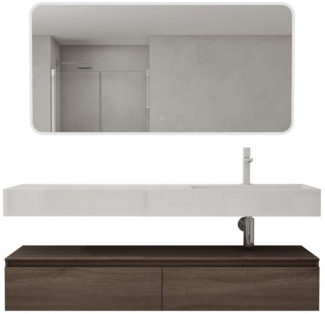 doporro Badmöbel-Set Waschtisch mit Unterschrank 150cm Mineraglguss Waschbecken UP