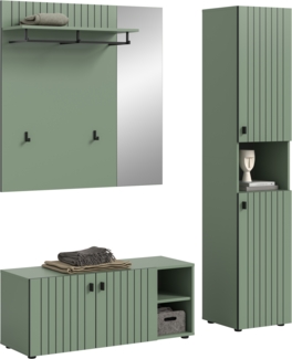 Garderobenkombination (B/H/T: 161x192x37 cm) in Smoke Green Nachbildung