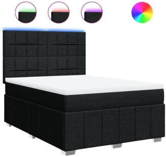 vidaXL Boxspringbett mit Matratze Schwarz 140x200 cm Stoff 3293993