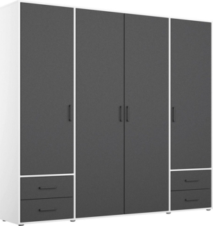 rauch Drehtürenschrank Kleiderschrank Schrank Garderobe Wäscheschrank VOYAGER (in 3 verschiedenen Ausstattungen BASIC/CLASSIC/PREMIUM) moderne Griffe in Graumetallic mit Außenschubkästen MADE IN GERMANY