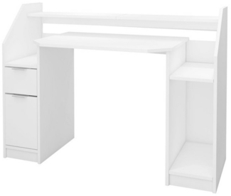 ML-DESIGN Schreibtisch Computertisch mit Schublade, Tür, Stauraum,offenen Ablagefächern, Bürotisch aus Holz, Weiß, Arbeitstisch PC-Tisch Gaming Tisch