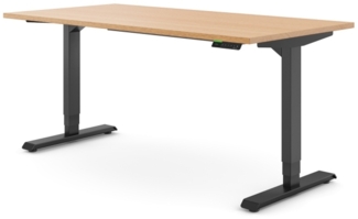 Ergotopia Desktopia Pro X I Elektrisch höhenverstellbarer Schreibtisch I 160x80 cm I Buche-Echtholz I Gestell Schwarz I Ziele- und Motivationsfunktion