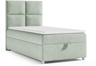 Best for Home Boxspringbett K2 SINGLE mit Bettkasten mit Lieferung, Aufbau & Entsorgung (Mintgrun 80x200)